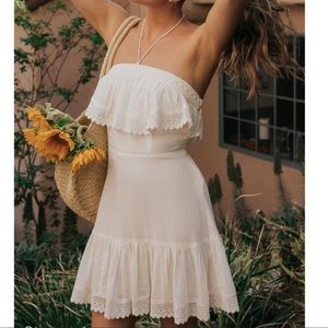 URBAN OUTFITTERS CREAM CROCHET HALTER DRESS